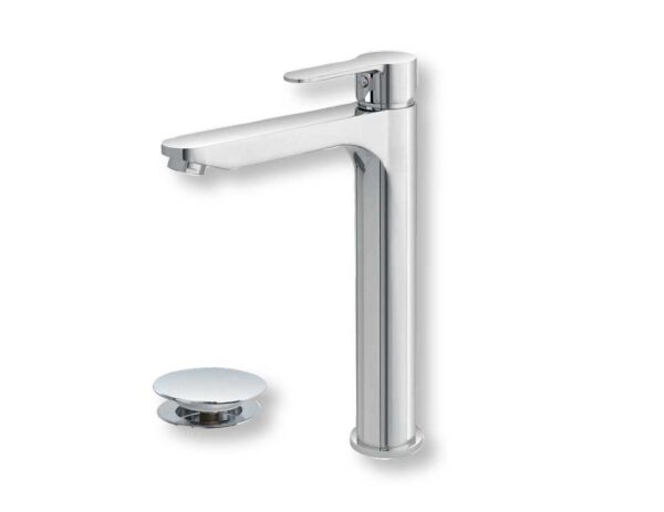 Miscelatore Lavabo alto tris,cartuccia da 35, con basetta e flessibili