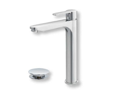 Miscelatore Lavabo alto tris,cartuccia da 35, con basetta e flessibili