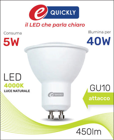 Faretto led gu10 5w 4000k