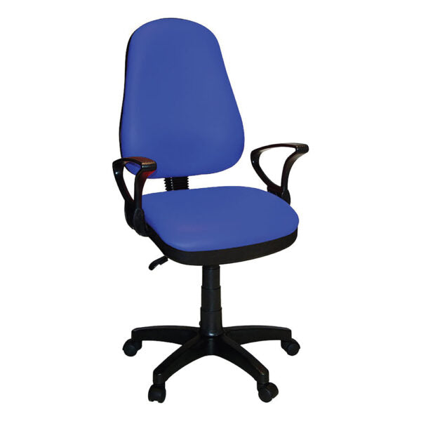 Poltrona ufficio office blu con braccioli cm.56x62x107/120h