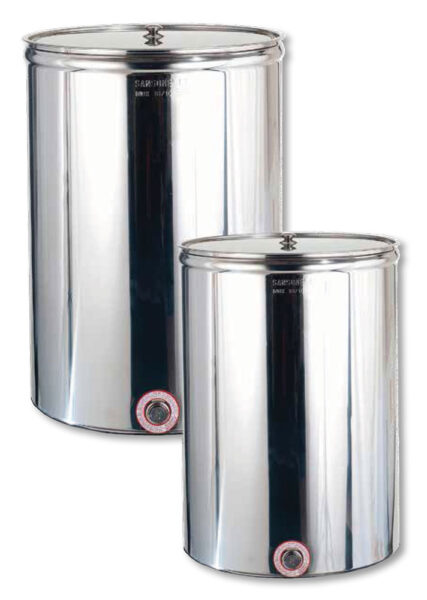 Contenitore acciaio inox 18/10 Sansone attacco rubinetto 1" lt.300