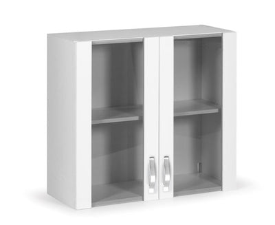 Vetrina pensile 80 cm bianco frassinato