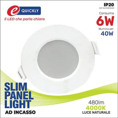 Slim panel 6w 4000k tondo incasso
