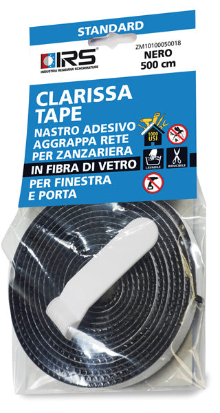 Nastro per fissare zanzariere in fibra Clarissa cm.500 nero blister