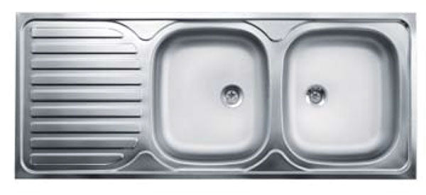 Lavello 120x50 2 vasche gocciolatoio sinistra appogio inox