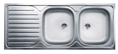 Lavello 120x50 2 vasche gocciolatoio sinistra appogio inox