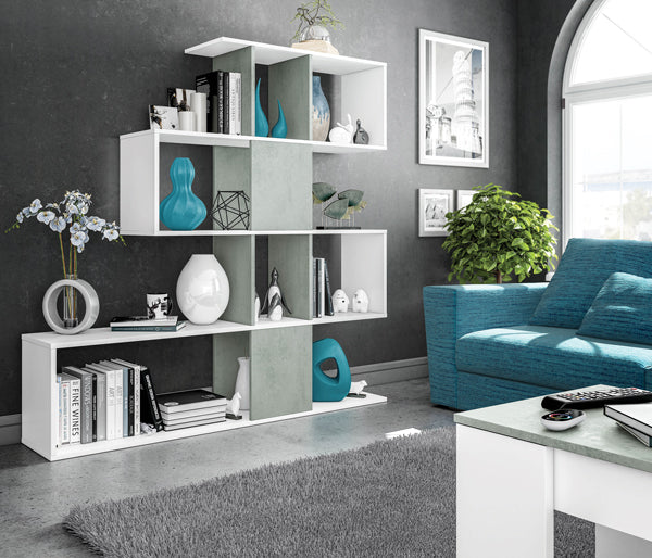 Libreria zig-zag cemento bianco 145hx145lx30p