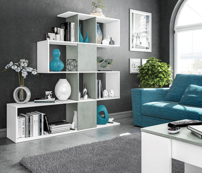Libreria zig-zag cemento bianco 145hx145lx30p