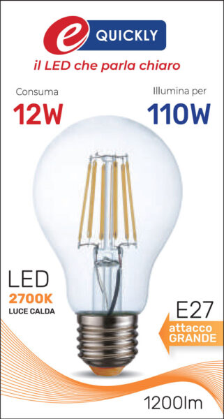 Lamp.goccia led fil.e27 12w 2700k