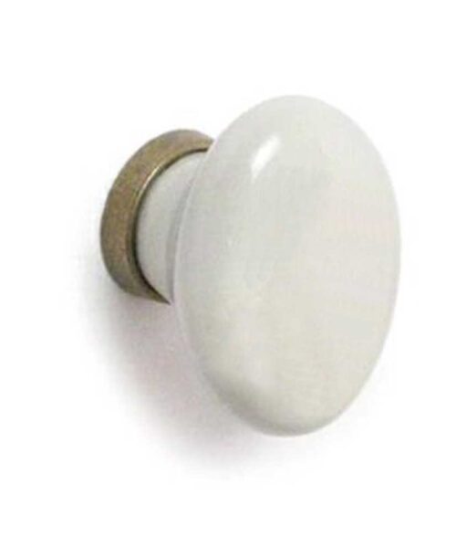 Pomolo ovale in ceramica 32x25 avorio senza decoro