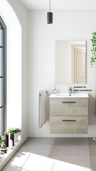 Mobile bagno sospeso cm.60x45x57h rovere alaska