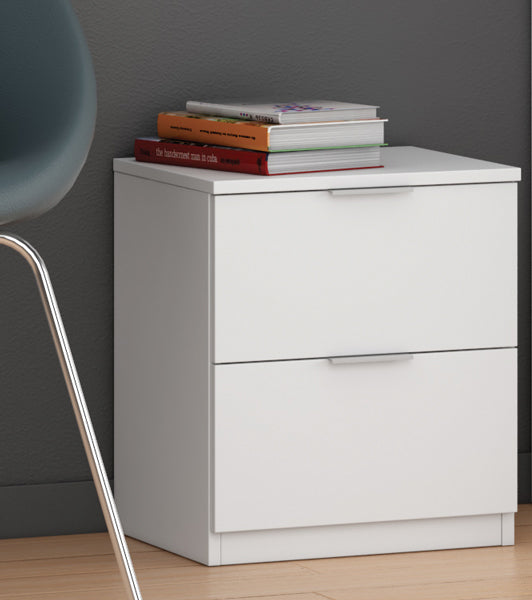 Comodino 2 cassetti 38x34x45h bianco
