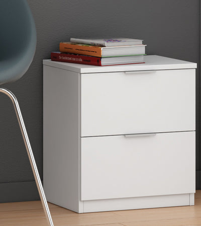 Comodino 2 cassetti 38x34x45h bianco