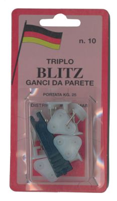 Gancio blitz triplo in blister da 10 pezzi