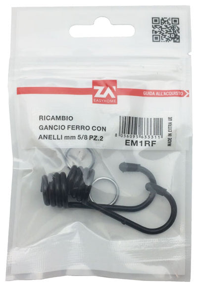 Ganci in metallo per corda elastica da 5/8mm in blister da 2 pezzi