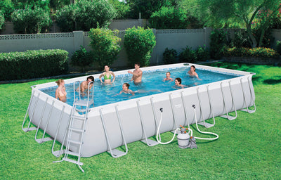 Piscina rettangolare filtro a sabbia 640x274x132 telo chiaro