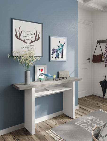 Tavolo consolle 120x35/70 cemento bianco multifunzione apribile
