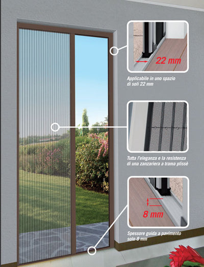 Zanzariera porta plixe 240x135 marrone