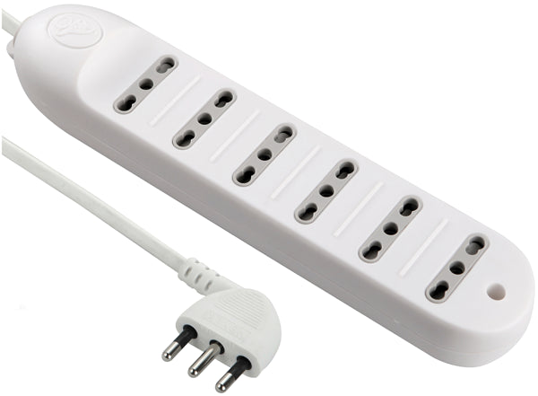 Multipresa bipasso 4 posti 10/16A, con cavo 1,5 mt,spina 16a a pipetta