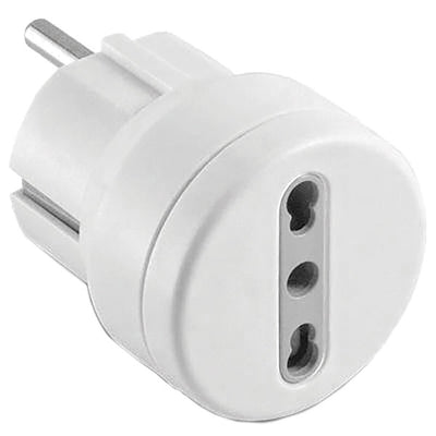 Adattatore schuko/bipasso 10/16a (spina schuko,presa bipasso) bianco