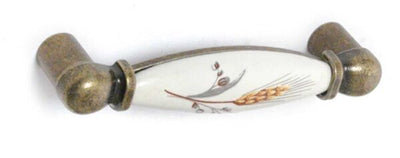 Maniglia in ceramica 96mm Avorio con decoro