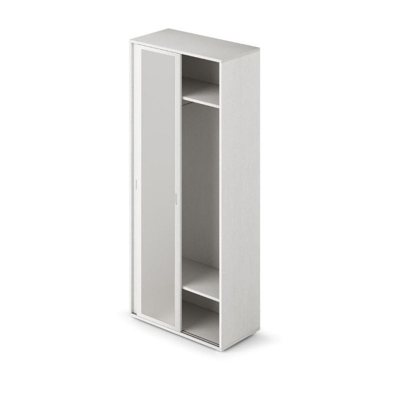 Ingresso modulo da 90 ante scorrevoli 1 anta bianco frassinato e 1 anta a specchio con appendiabiti