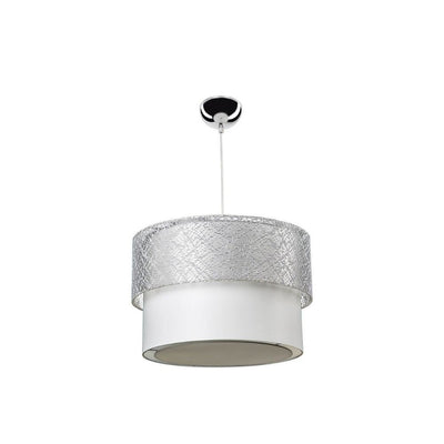 Lampada a sospensione Polo MDL2355 con paralume in PVC effetto tessuto grigio