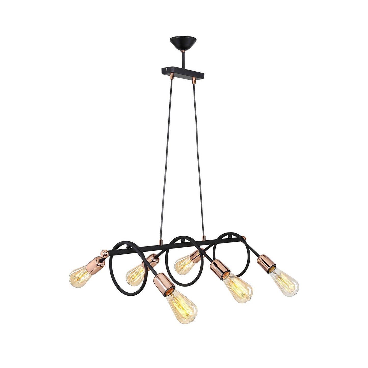 Lampada da soffitto Derbent MDL3938 in metallo nero con sei porta lampade