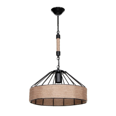 Lampada da soffitto Malina ASZ1180 struttura in metallo nero con dettagli in iuta