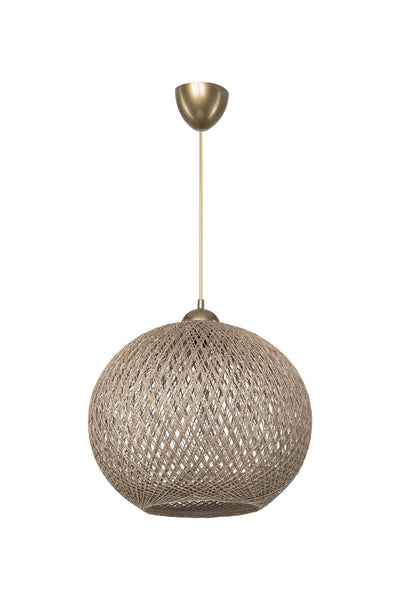 Lampada da soffitto Yumak MDL4746 con paralume in corda beige