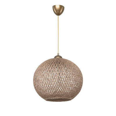 Lampada da soffitto Yumak MDL4746 con paralume in corda beige