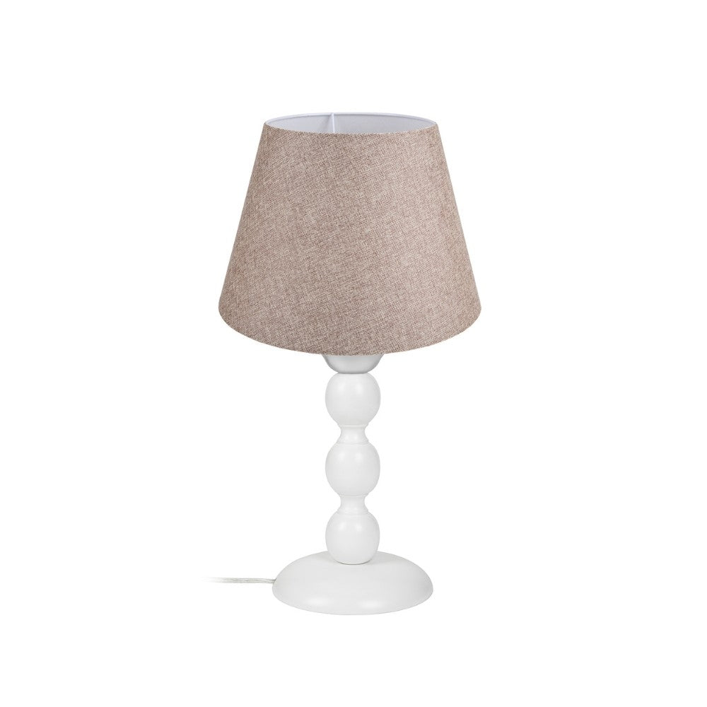Lampada da tavolo LAGUNAH272634 con paralume in PVC effetto tessuto beige e base bianca