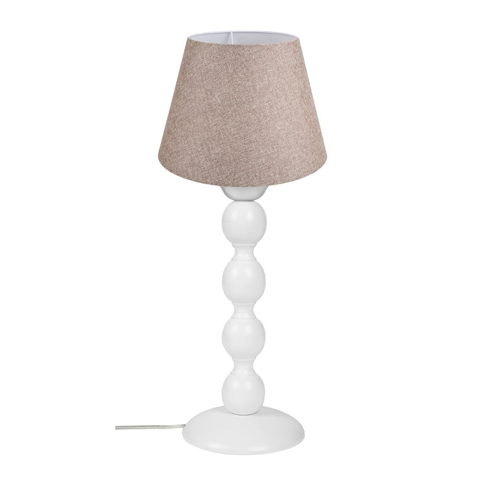 Lampada da tavolo LAGUNAH372634 con paralume in PVC effetto tessuto beige e base bianca