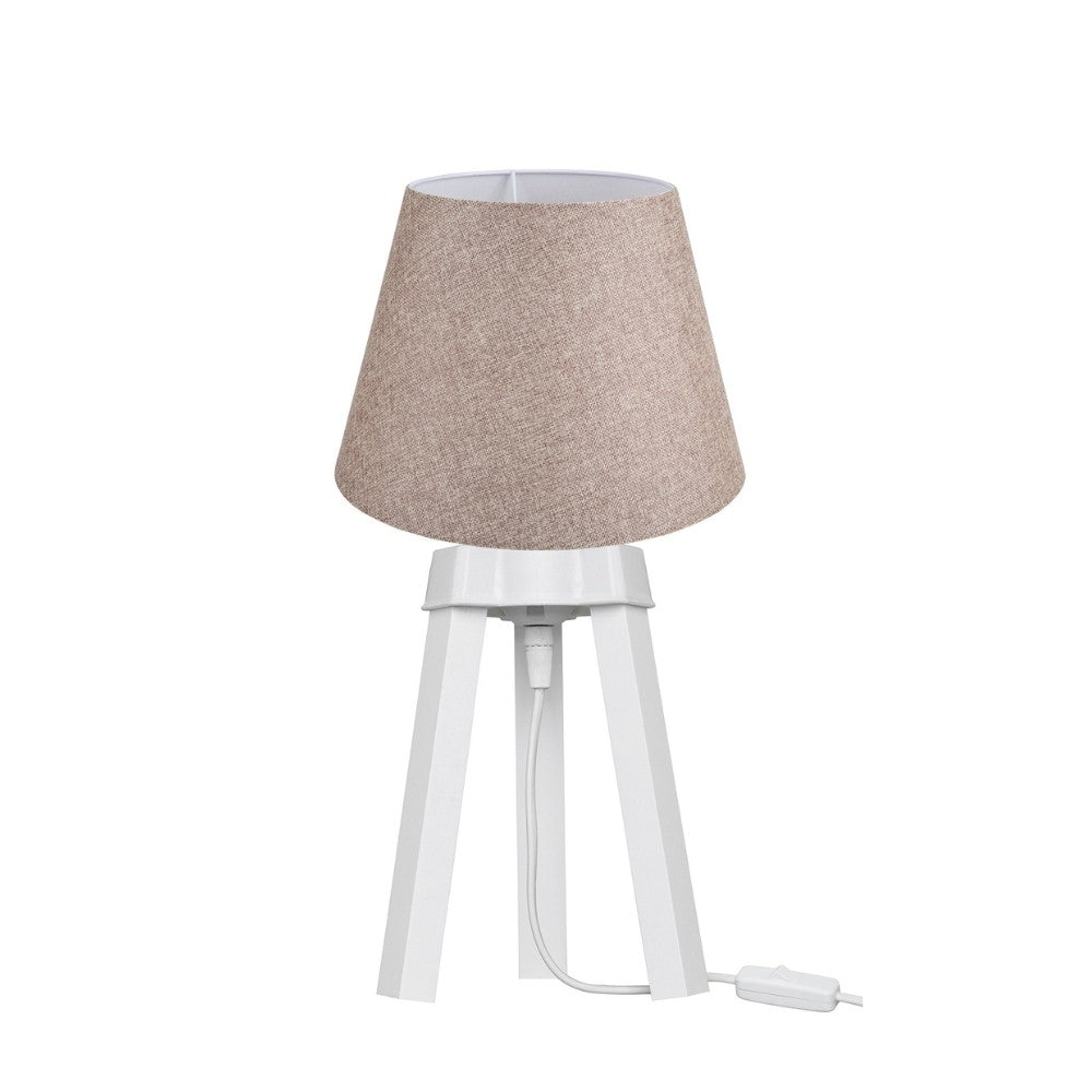 Lampada da tavolo PIKOBI2634 con paralume in PVC effetto tessuto beige e base bianca