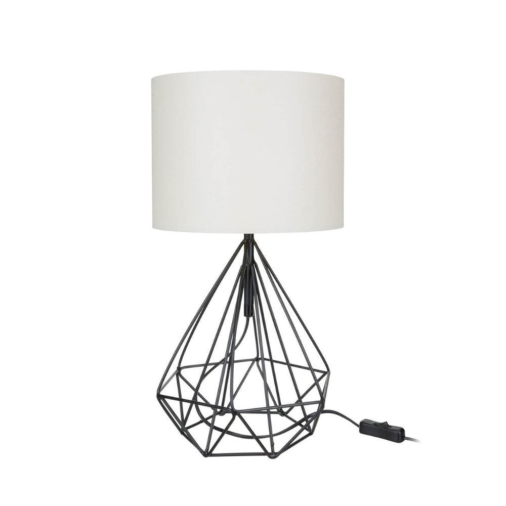 Lampada da tavolo ufficio scrivania Pena nero con paralume PVC effetto tessuto bianco MDL4268