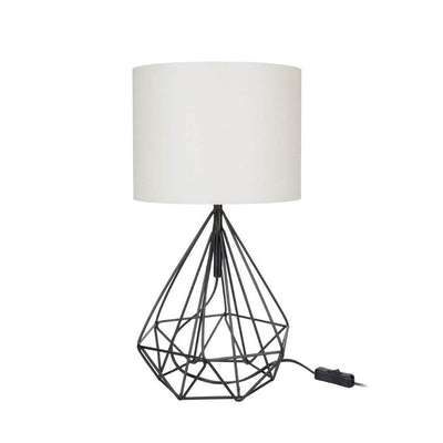 Lampada da tavolo ufficio scrivania Pena nero con paralume PVC effetto tessuto bianco MDL4268