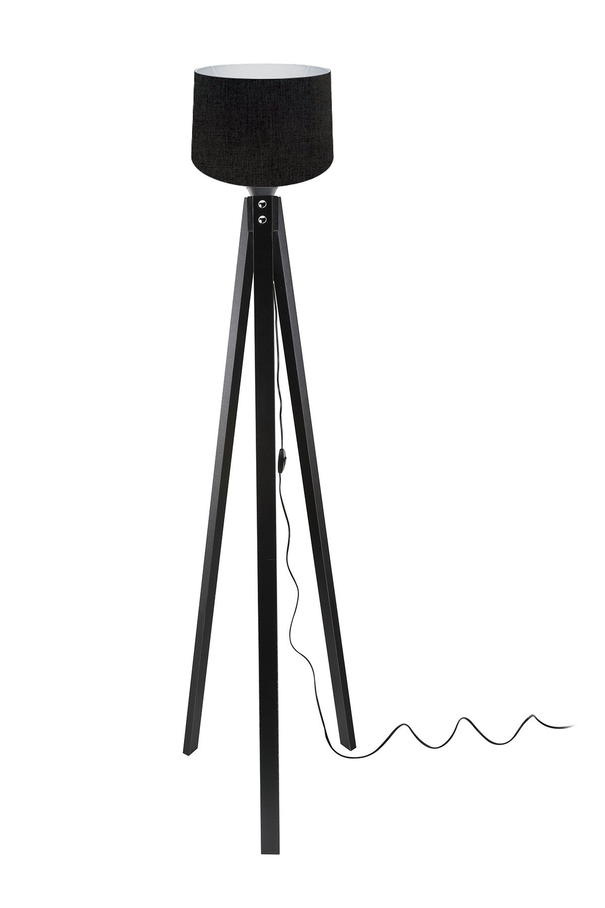 Lampada da terra DECONE3566 con piantana nera e paralume in PVC effetto tessuto nero