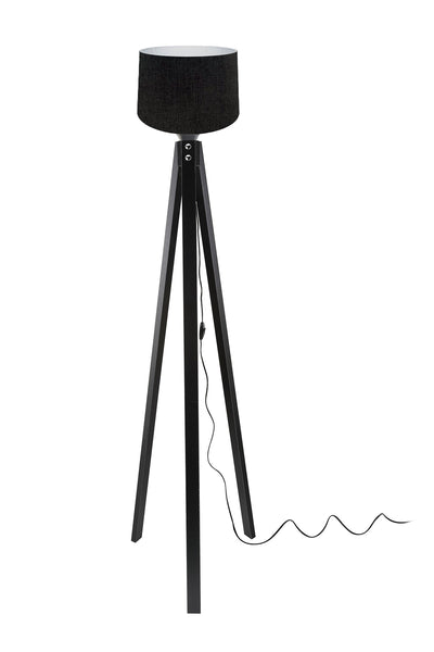 Lampada da terra DECONE3566 con piantana nera e paralume in PVC effetto tessuto nero