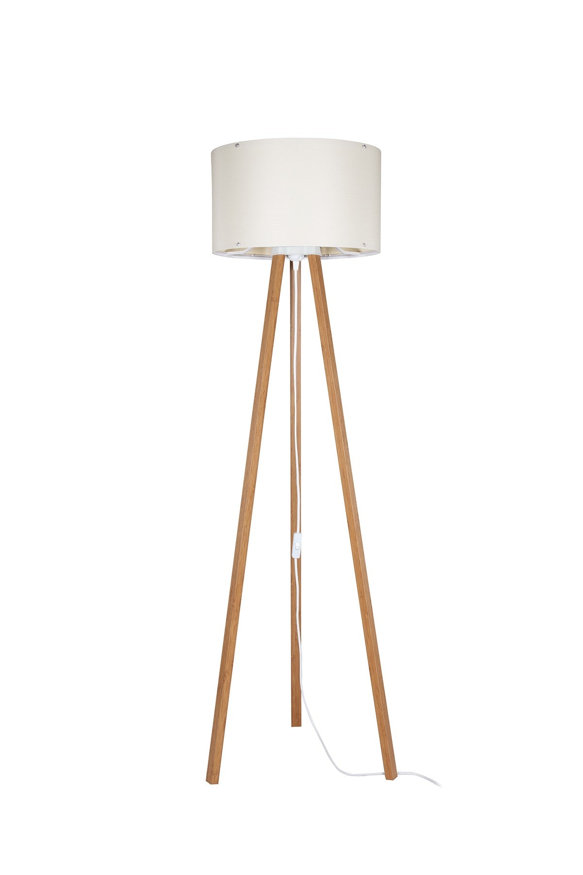 Lampada da terra Piko ASZ1664 con piantana in rovere e paralume in PVC effetto tessuto crema