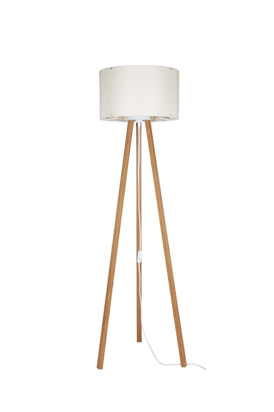 Lampada da terra Piko ASZ1664 con piantana in rovere e paralume in PVC effetto tessuto crema