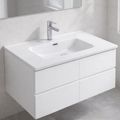 Lavabo consolle da appoggio LAV9080S in ceramica 1 vasca 81x46.5 cm. bianco lucido
