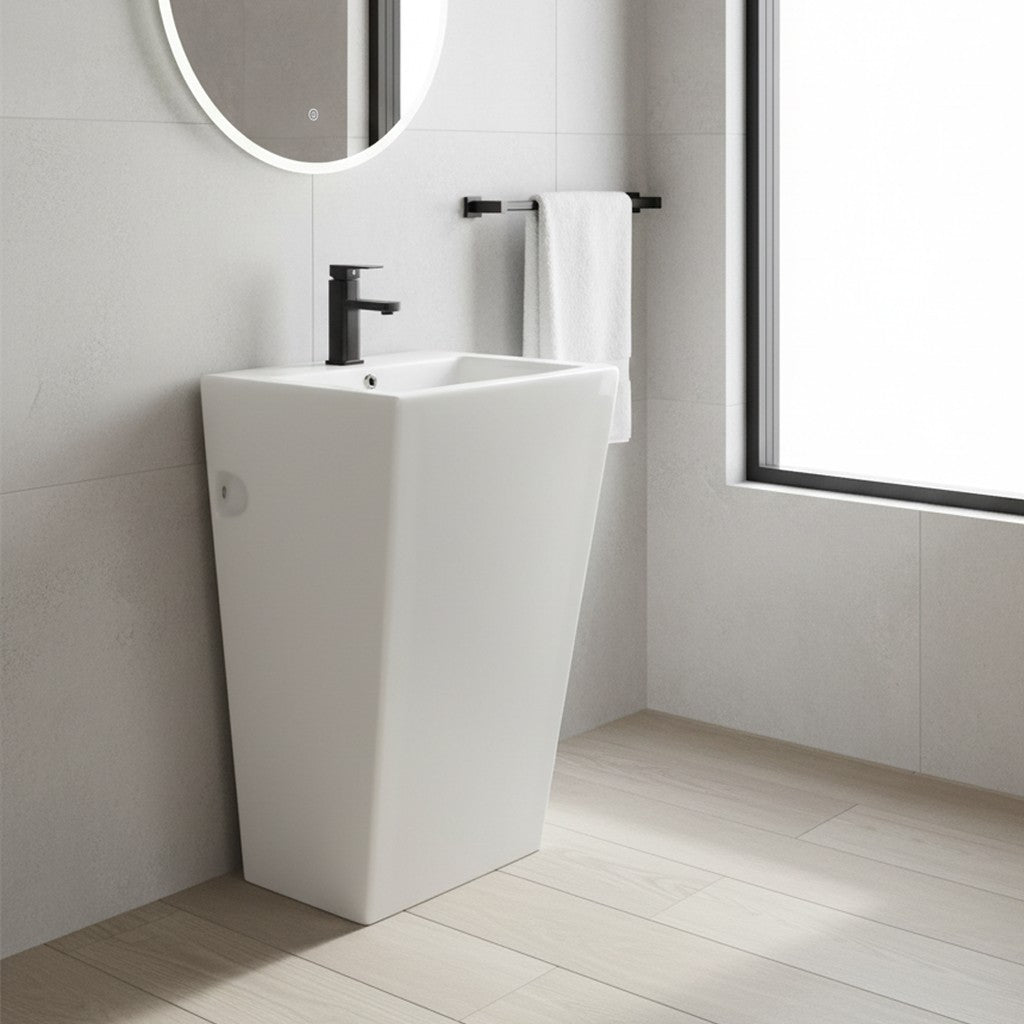 Lavabo freestanding LAV303 in ceramica 53x46.5x86.5 cm bianco