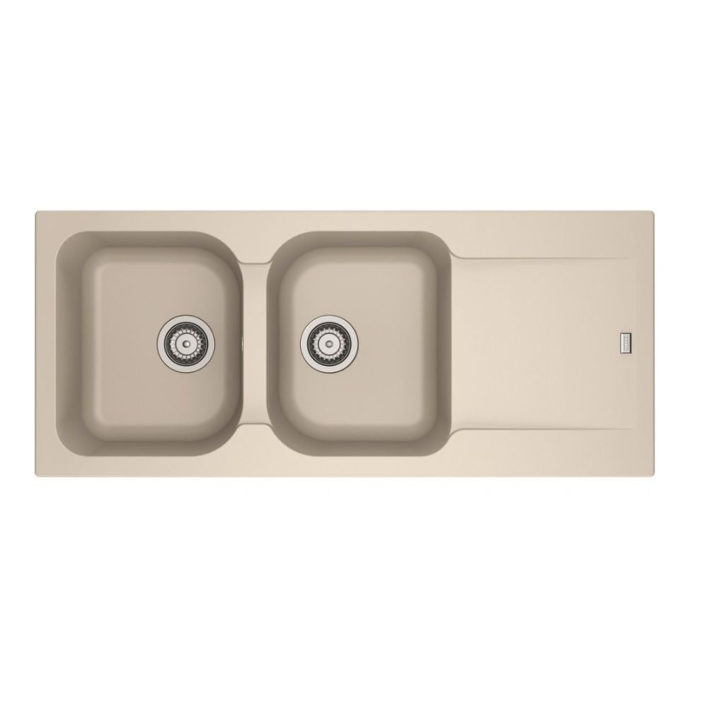 Lavello 2 vasche Franke KID621BE con gocciolatoio reversibile 116x50 cm. beige