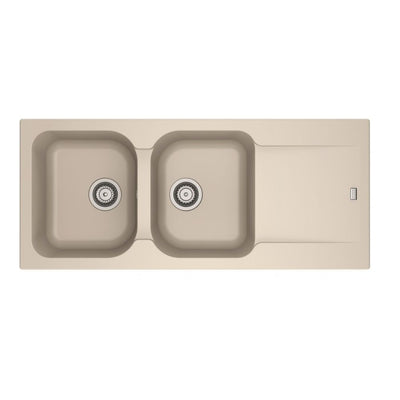 Lavello 2 vasche Franke KID621BE con gocciolatoio reversibile 116x50 cm. beige