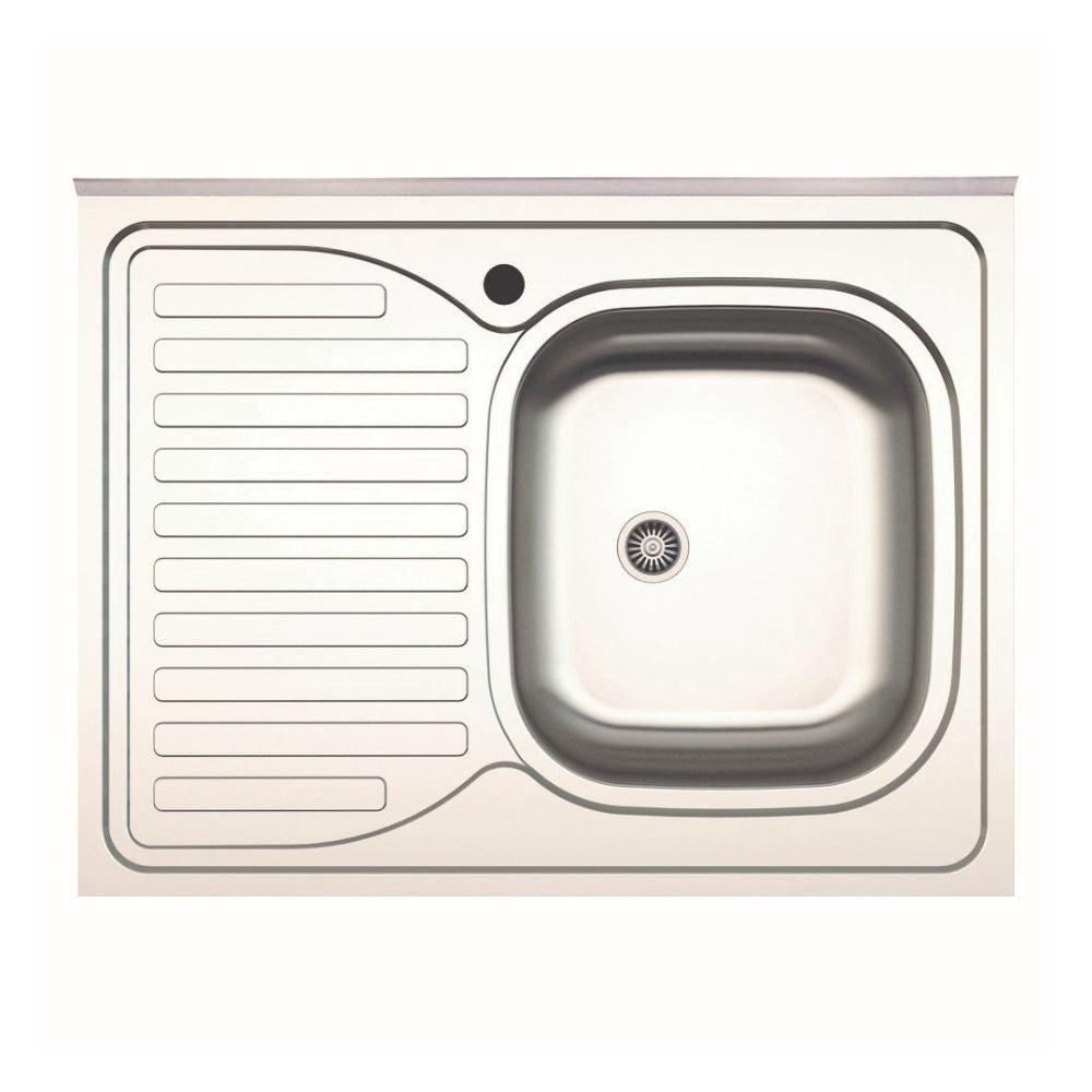 Lavello da appoggio SA30 una vasca con gocciolatoio sinistro 80x60cm. inox