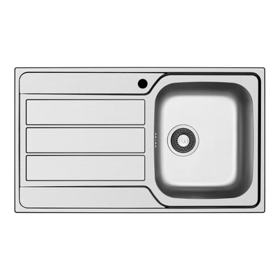 Lavello da incasso Tirreno861 con 1 vasca destra con gocciolatoio sinistro inox scatolato singolarmente