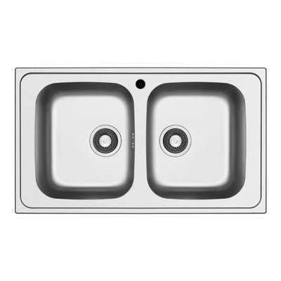 Lavello da incasso Tirreno862 2 vasche 86x50 inox scatolato singolarmente