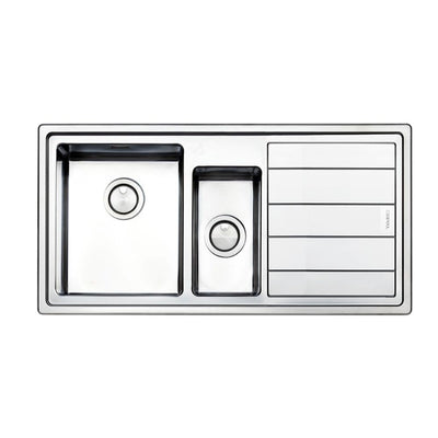 Lavello incasso LNP1002IRB 1 vasca e 1/2 con gocciolatoio destro 100x50 inox