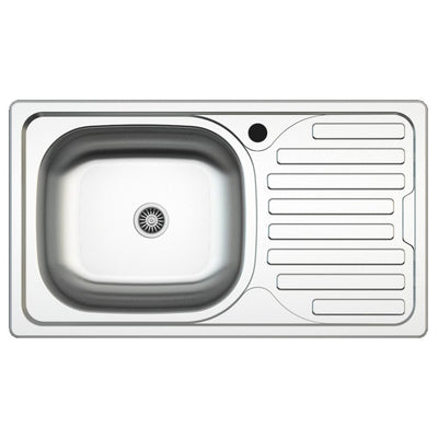 Lavello incasso SA07 una vasca con gocciolatoio destro 43.5x76 cm. inox