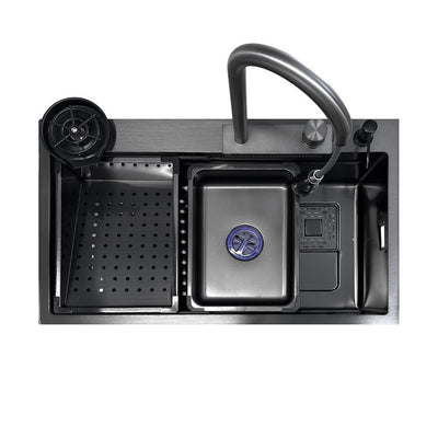 Lavello incasso SA3541 una vasca 75x45 cm. completo di accessori trattamento PVD acciaio nero